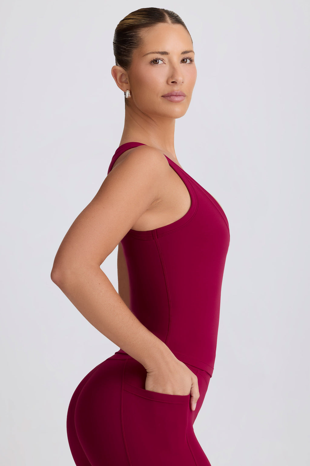 Soft Active V-Neck Tank Top in Burgundy