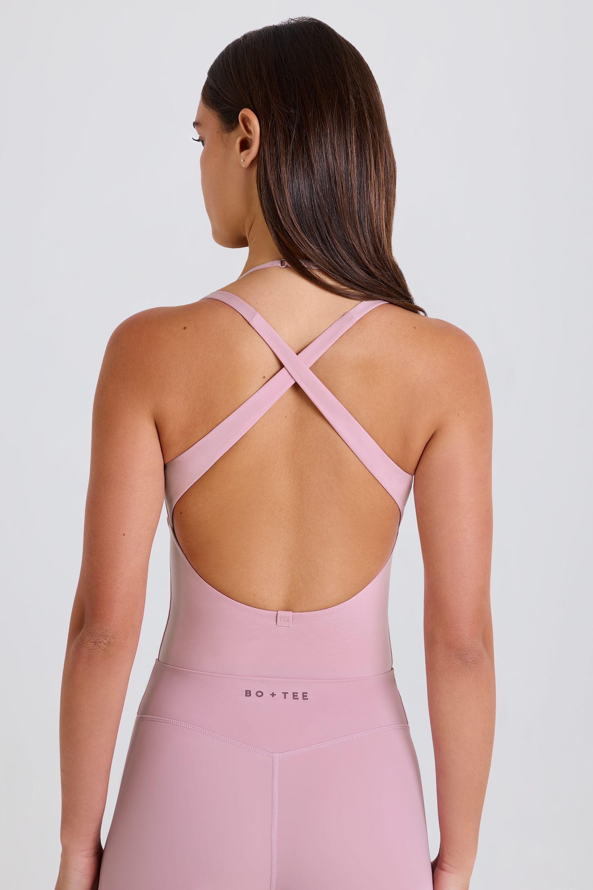 Stretch Cotton Jersey Layered Crossback Bodysuit in Mauve