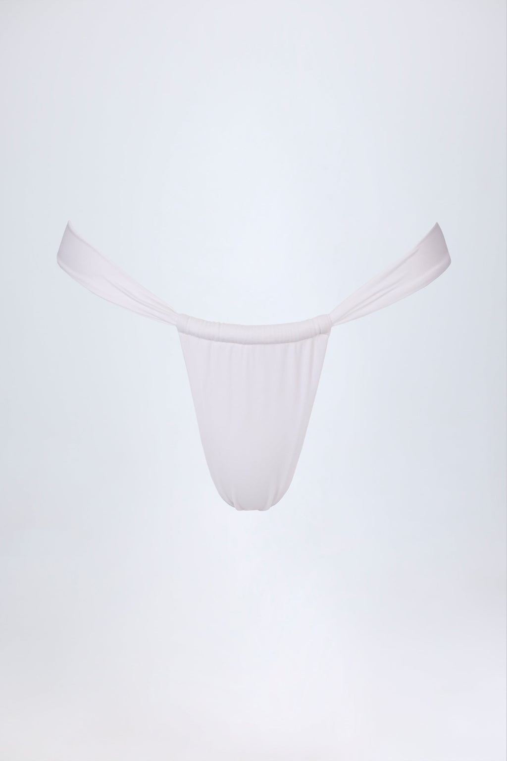 Ruched Thong Bikini Bottoms in White