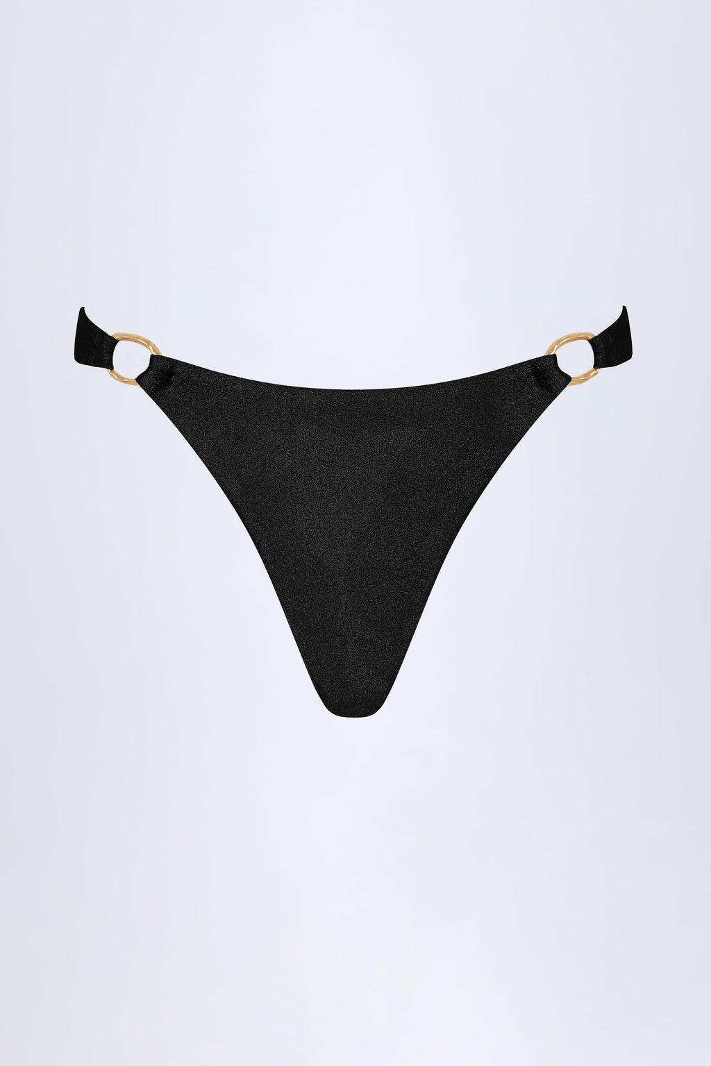 Hardware-Detail Thong Bikini Bottoms in Black