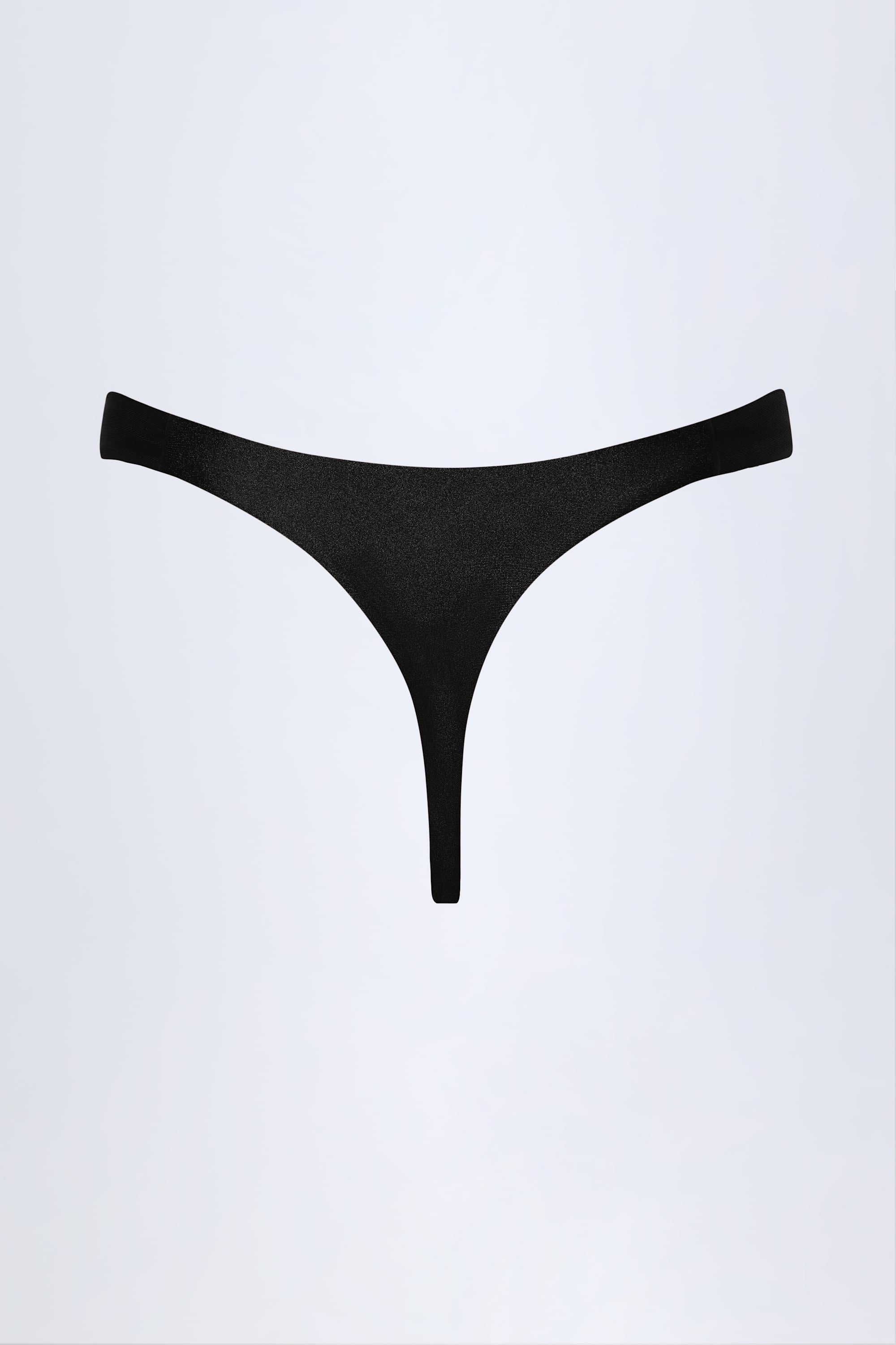 Hardware-Detail Thong Bikini Bottoms in Black