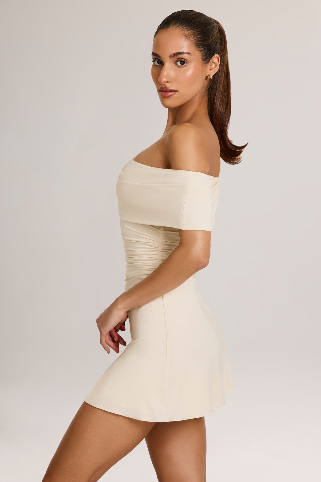 Modal Asymmetric A-Line Mini Dress in Ivory