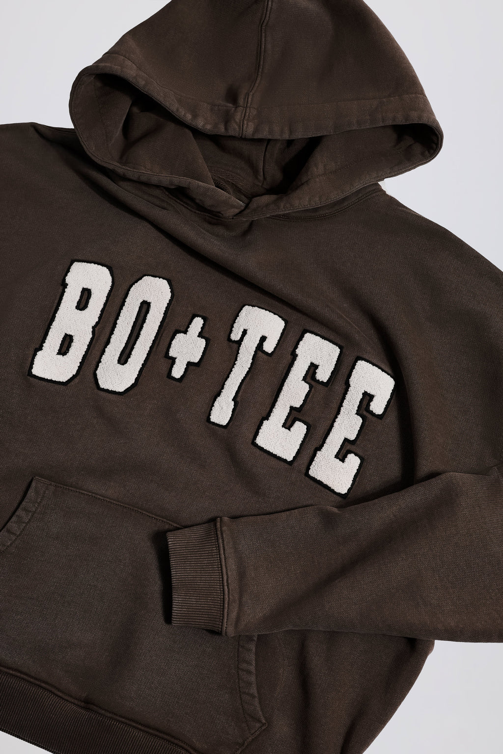 Soft Cotton Jersey Acid Wash Oversized Hoodie in Brown