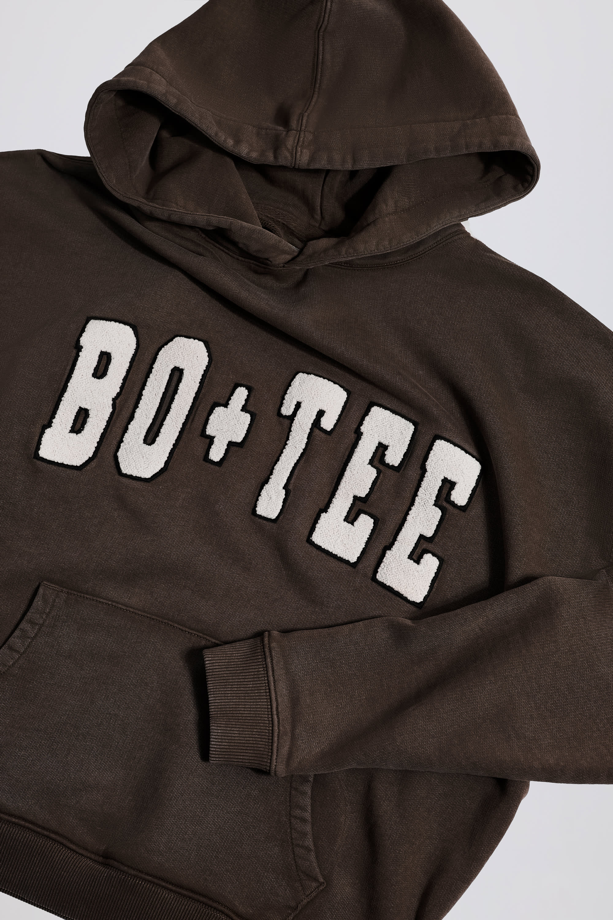 Soft Cotton Jersey Acid Wash Oversized Hoodie in Brown