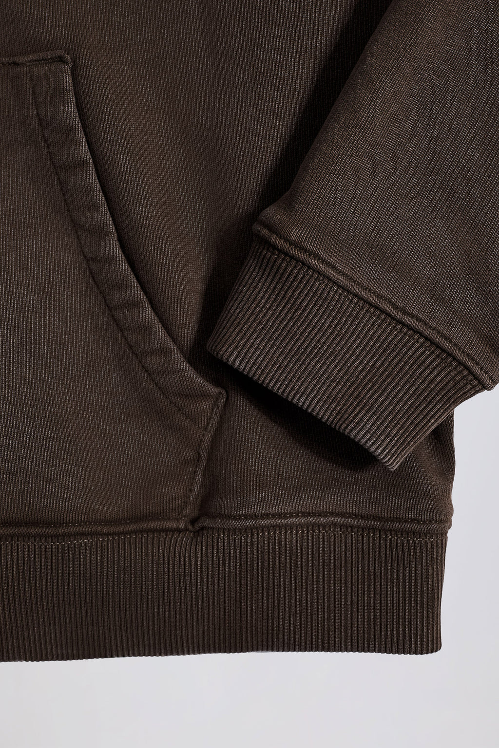 Soft Cotton Jersey Acid Wash Oversized Hoodie in Brown