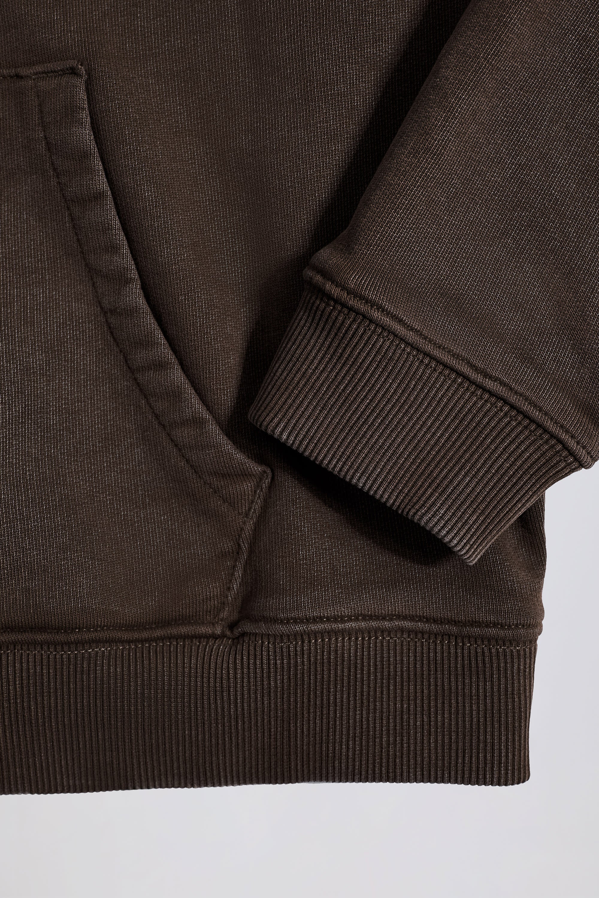 Soft Cotton Jersey Acid Wash Oversized Hoodie in Brown