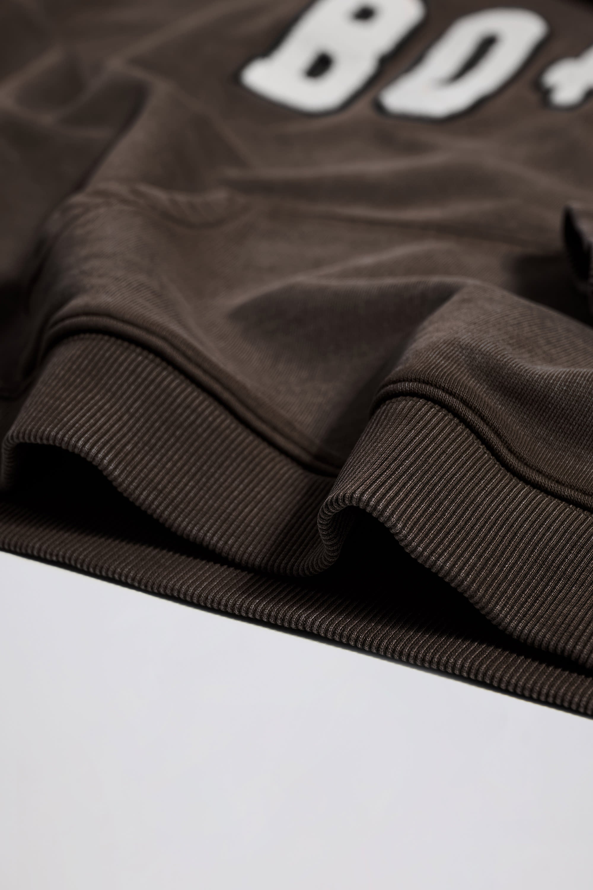 Soft Cotton Jersey Acid Wash Oversized Hoodie in Brown