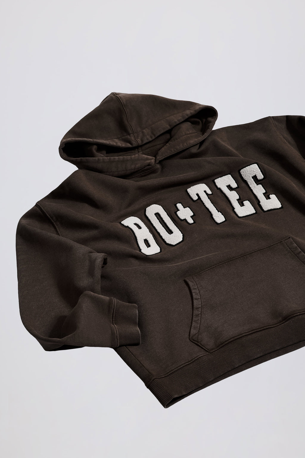 Soft Cotton Jersey Acid Wash Oversized Hoodie in Brown