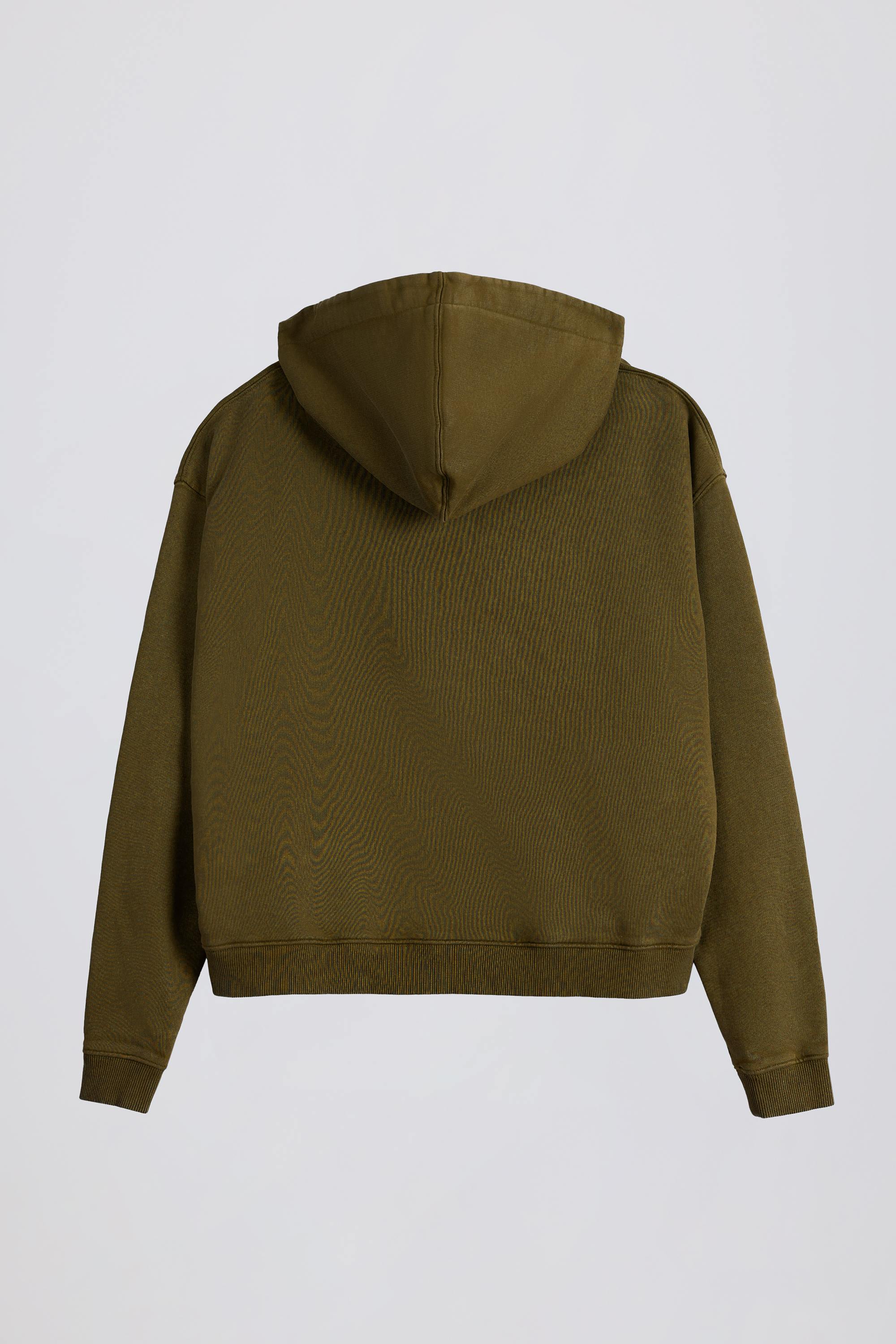 Soft Cotton Jersey Acid Wash Oversized Hoodie in Dark Green
