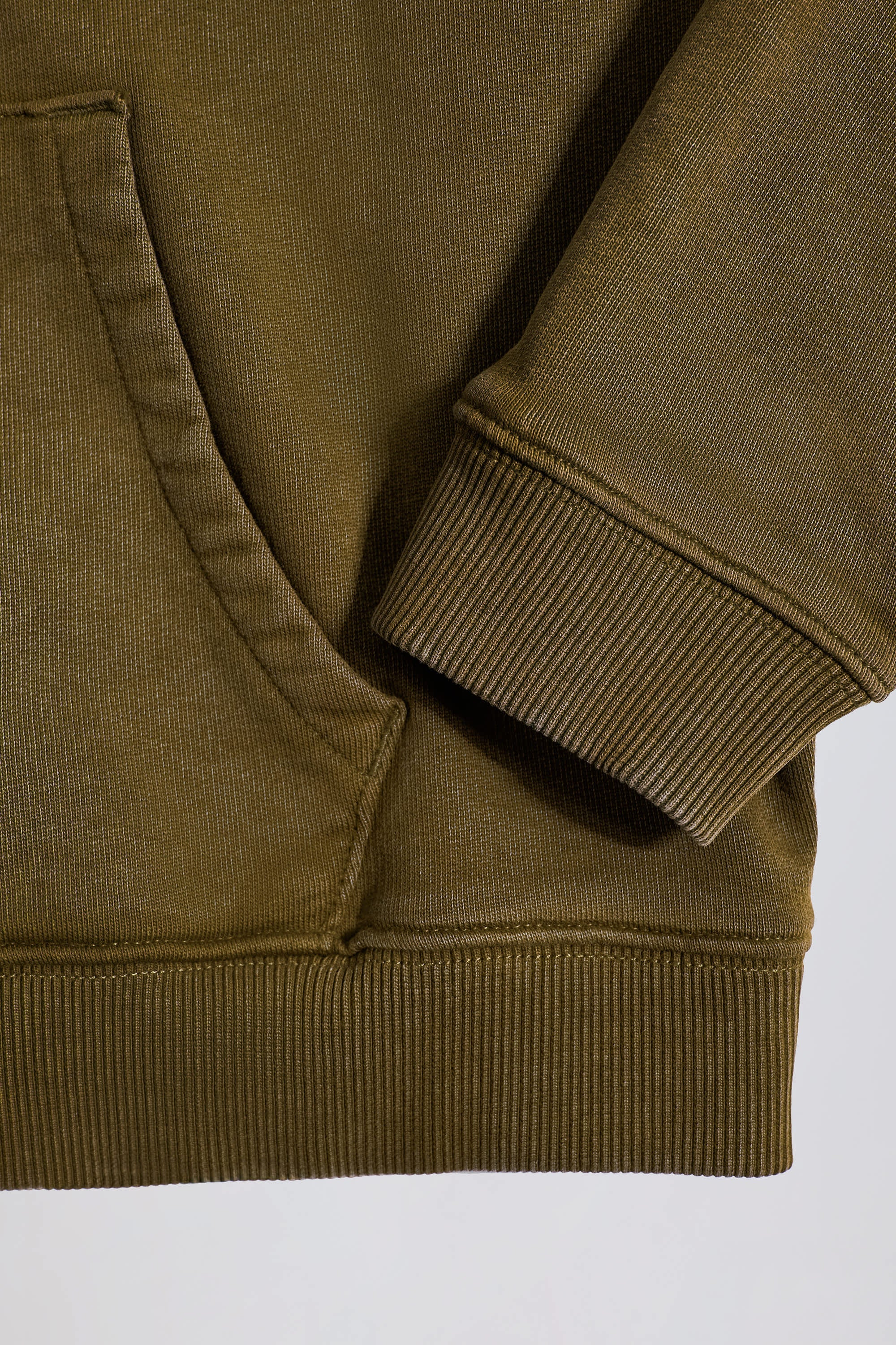 Soft Cotton Jersey Acid Wash Oversized Hoodie in Dark Green