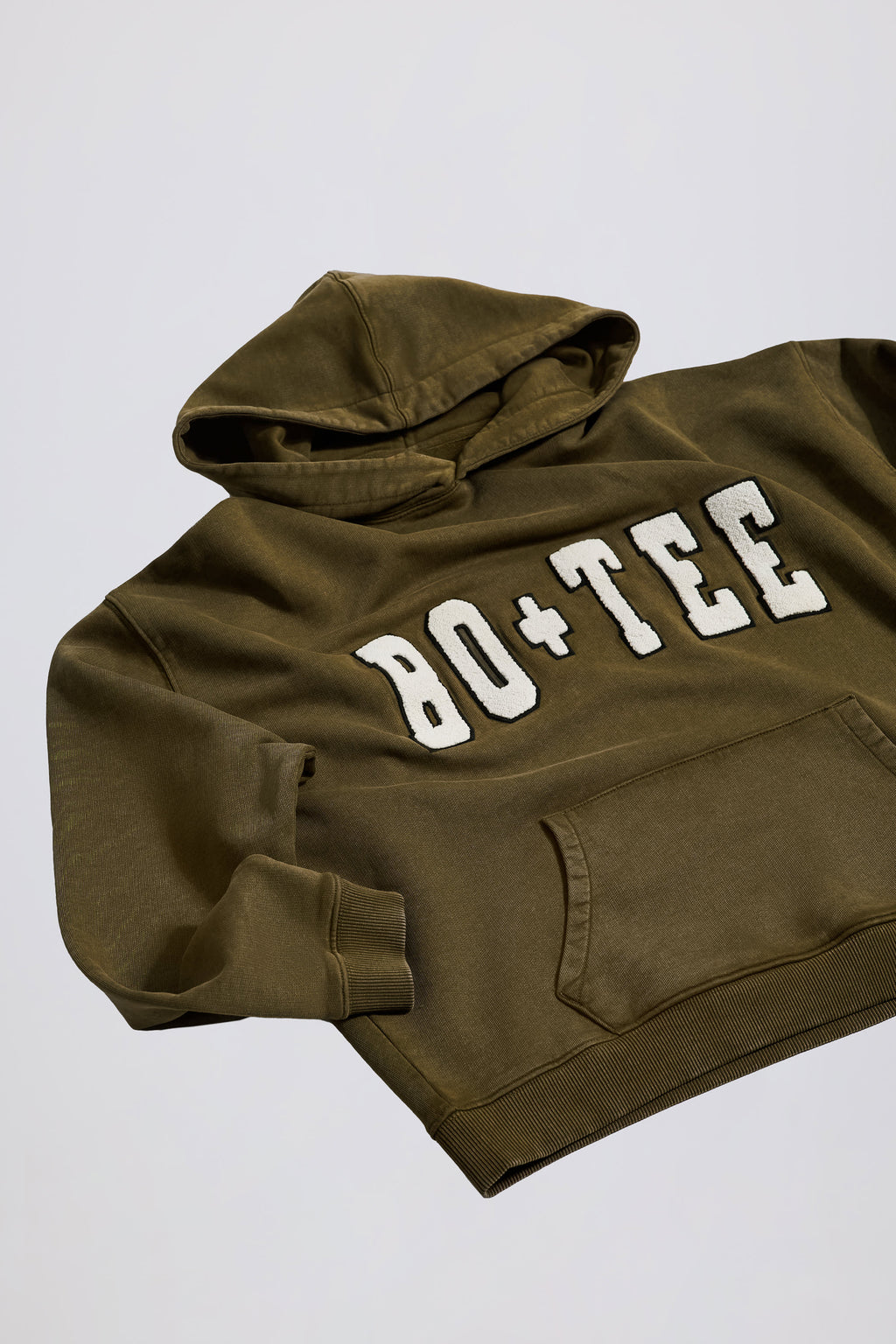 Soft Cotton Jersey Acid Wash Oversized Hoodie in Dark Green