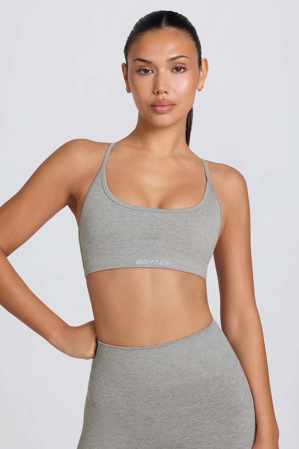 Super Sculpt Seamless Backless Sports Bra in Grey Marl