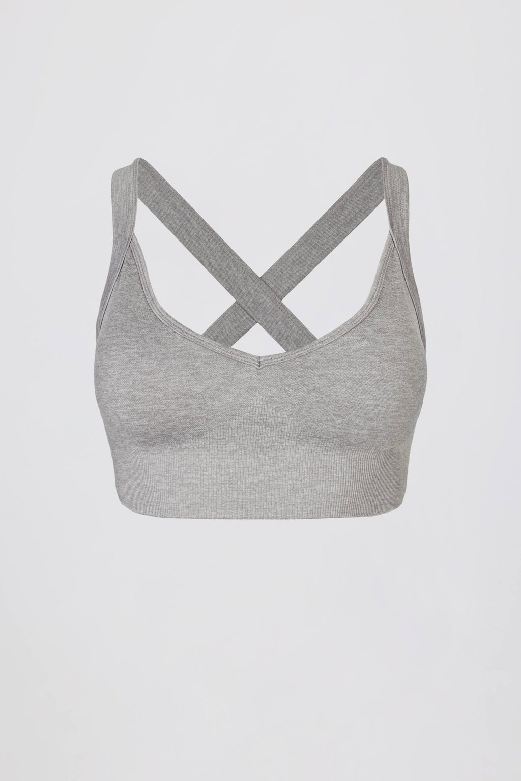 Super Sculpt Seamless Crossback Sports Bra in Grey Marl