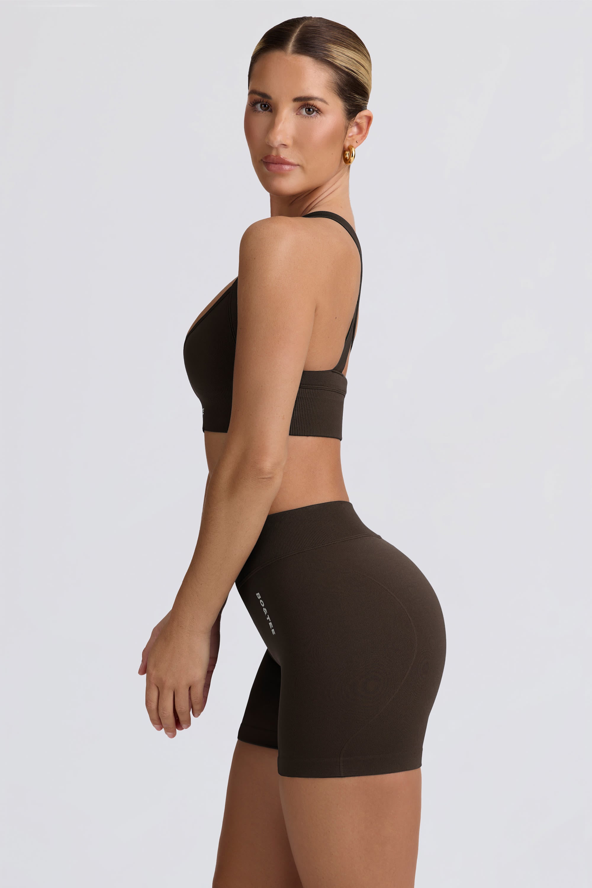 Super Sculpt Seamless Mini Shorts in Brown