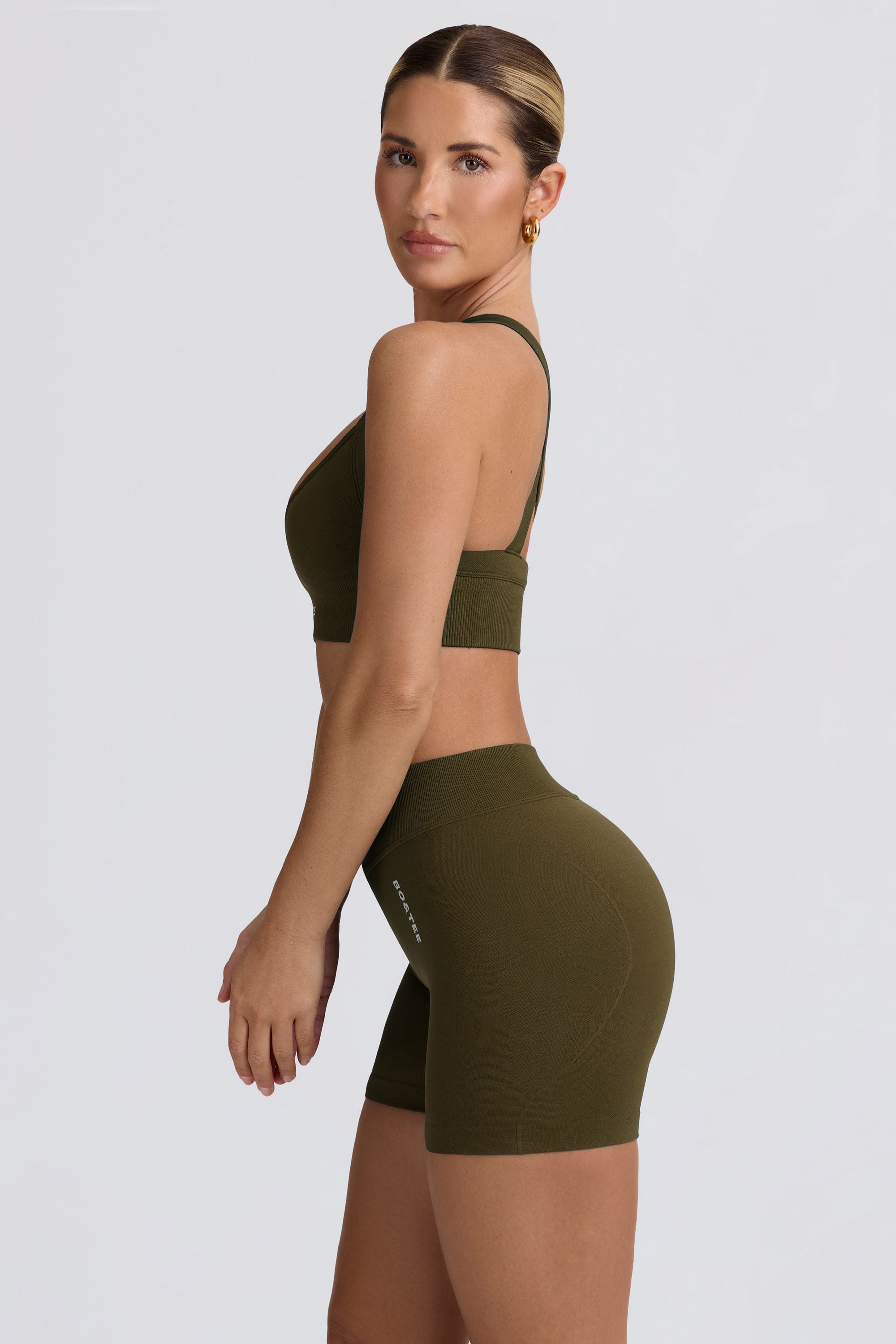 Super Sculpt Seamless Mini Shorts in Dark Green