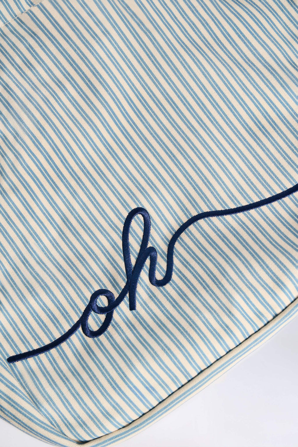 Oversized Canvas Tote Bag in Teal Blue Double Stripe