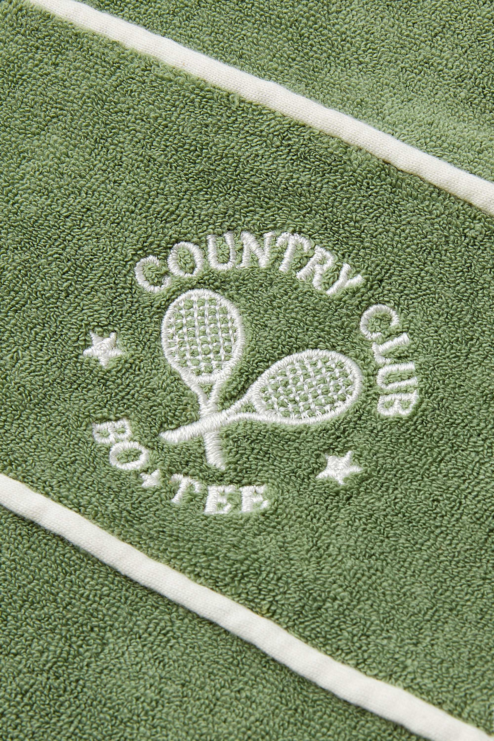 Terry Towelling Zip-Up Cropped Sweatshirt in Green