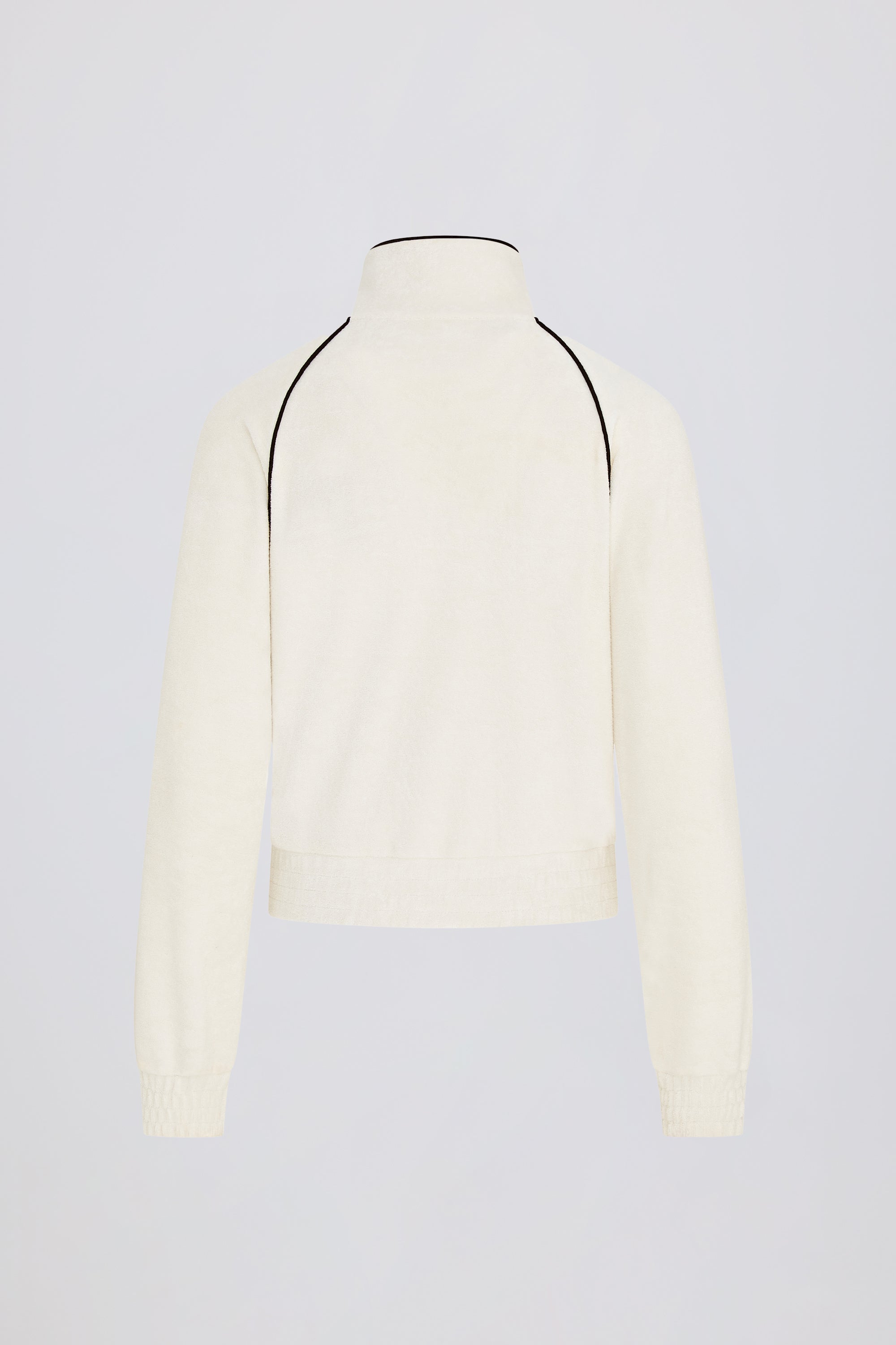 Terry Towelling Zip-Up Cropped Sweatshirt in Ivory
