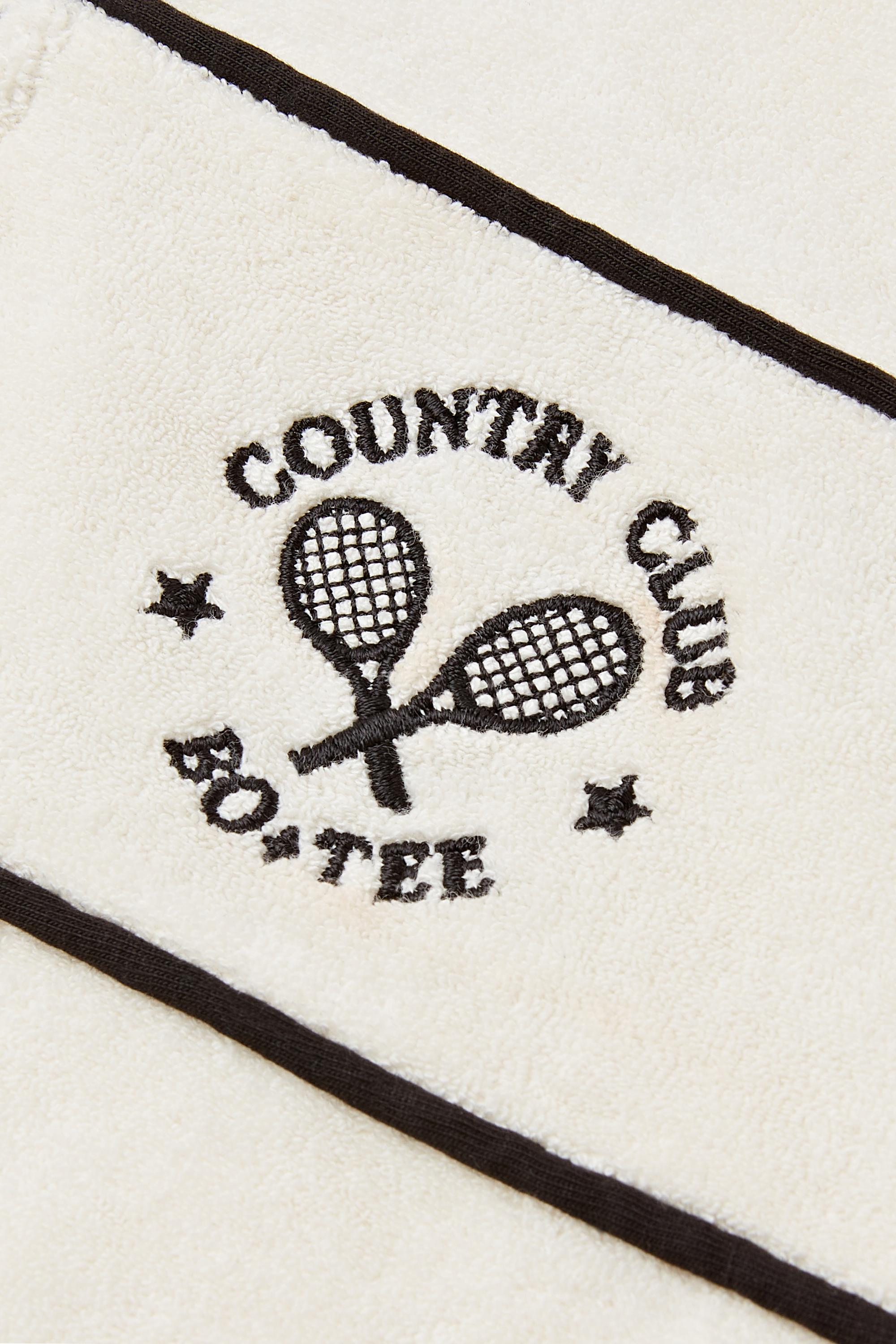 Terry Towelling Zip-Up Cropped Sweatshirt in Ivory