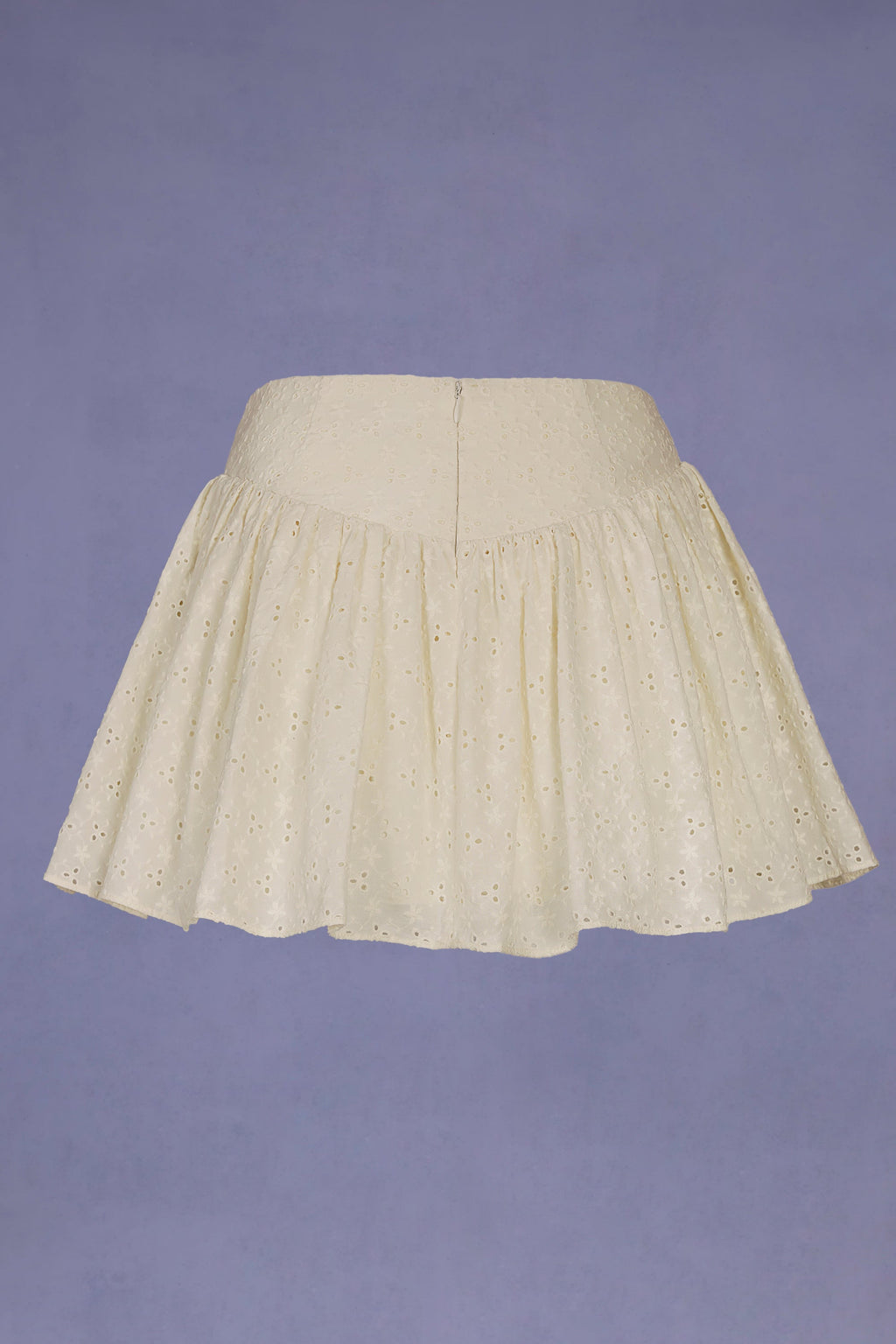 Bow-Detail Broderie Anglaise Mini Skirt in Ivory