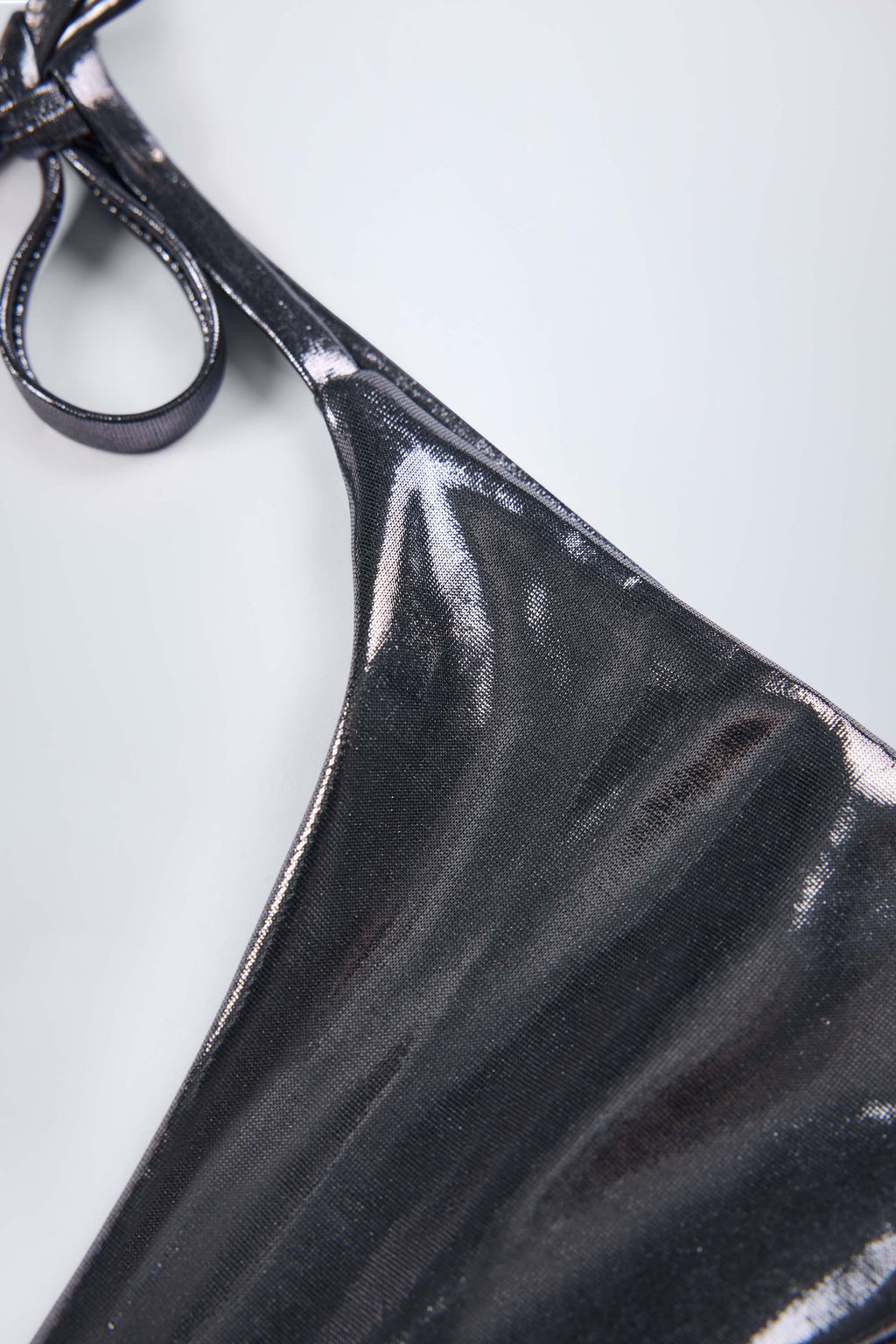 Thong Bikini Bottoms in Silver Chrome