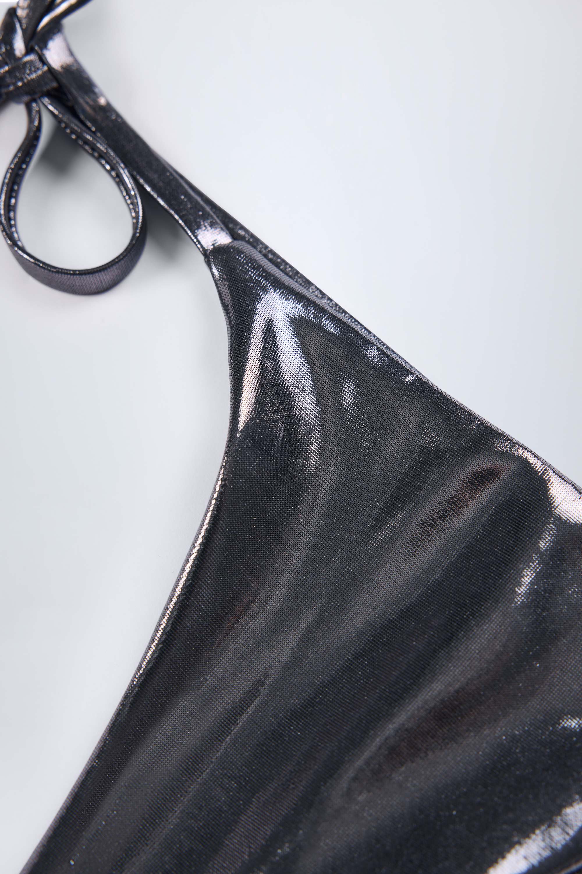 Thong Bikini Bottoms in Silver Chrome