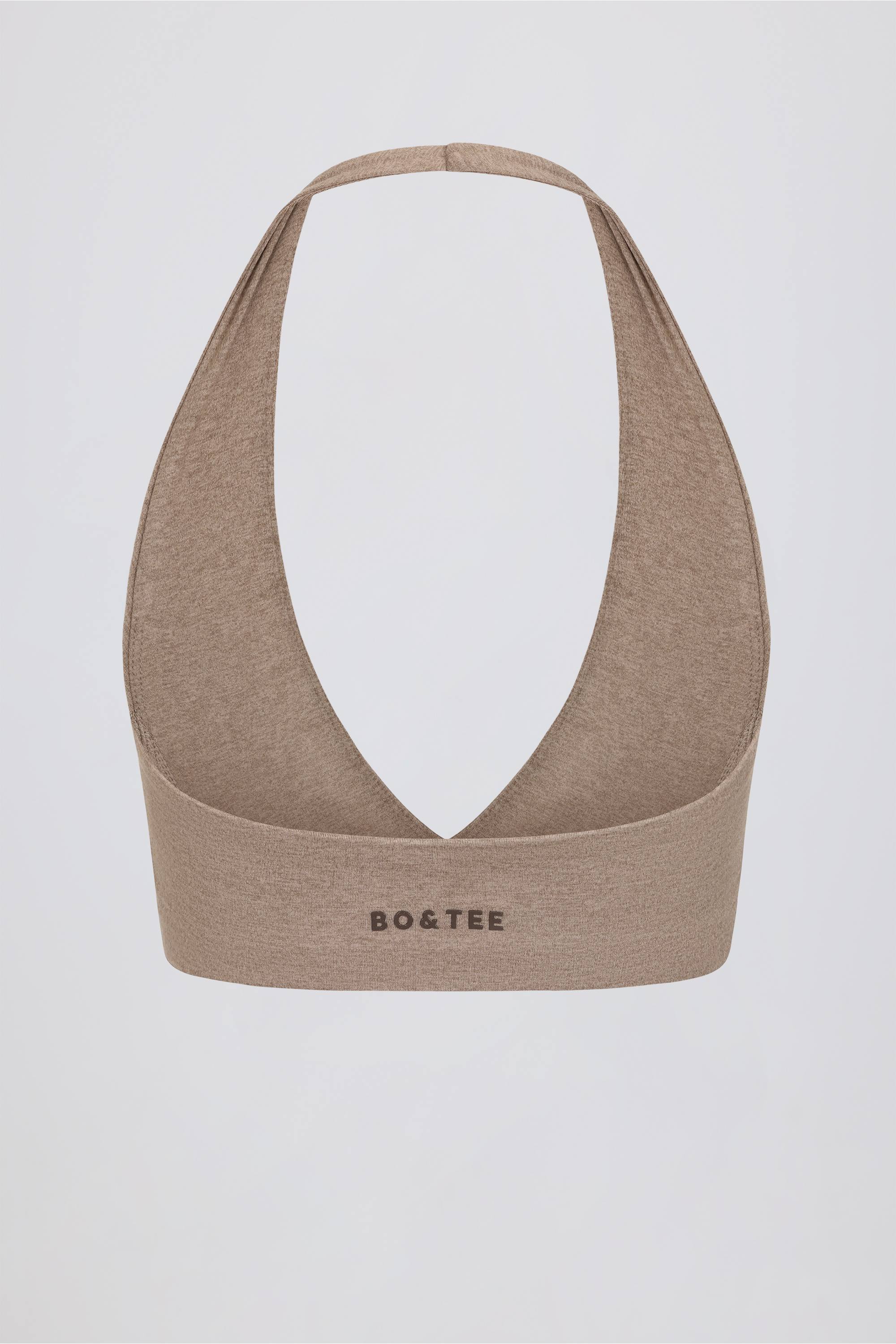 V-Neck Sports Bra in Mocha Marl