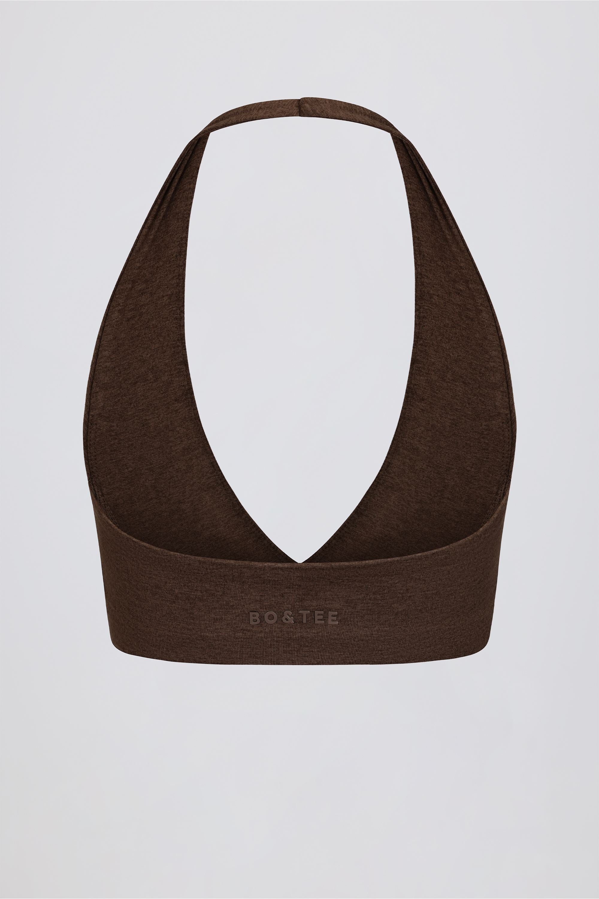 V-Neck Sports Bra in Pecan Marl