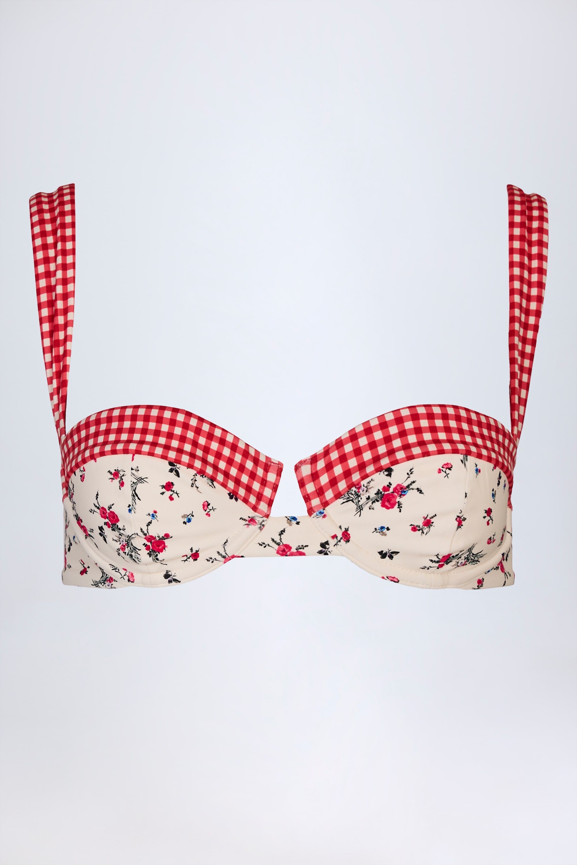 Underwired Balconette Bikini Top in Red Floral