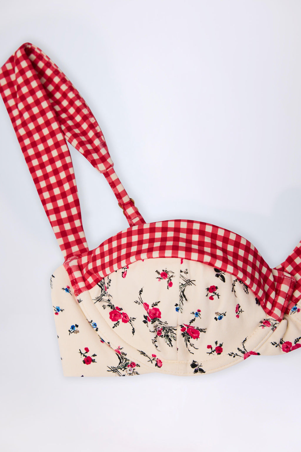 Underwired Balconette Bikini Top in Red Floral