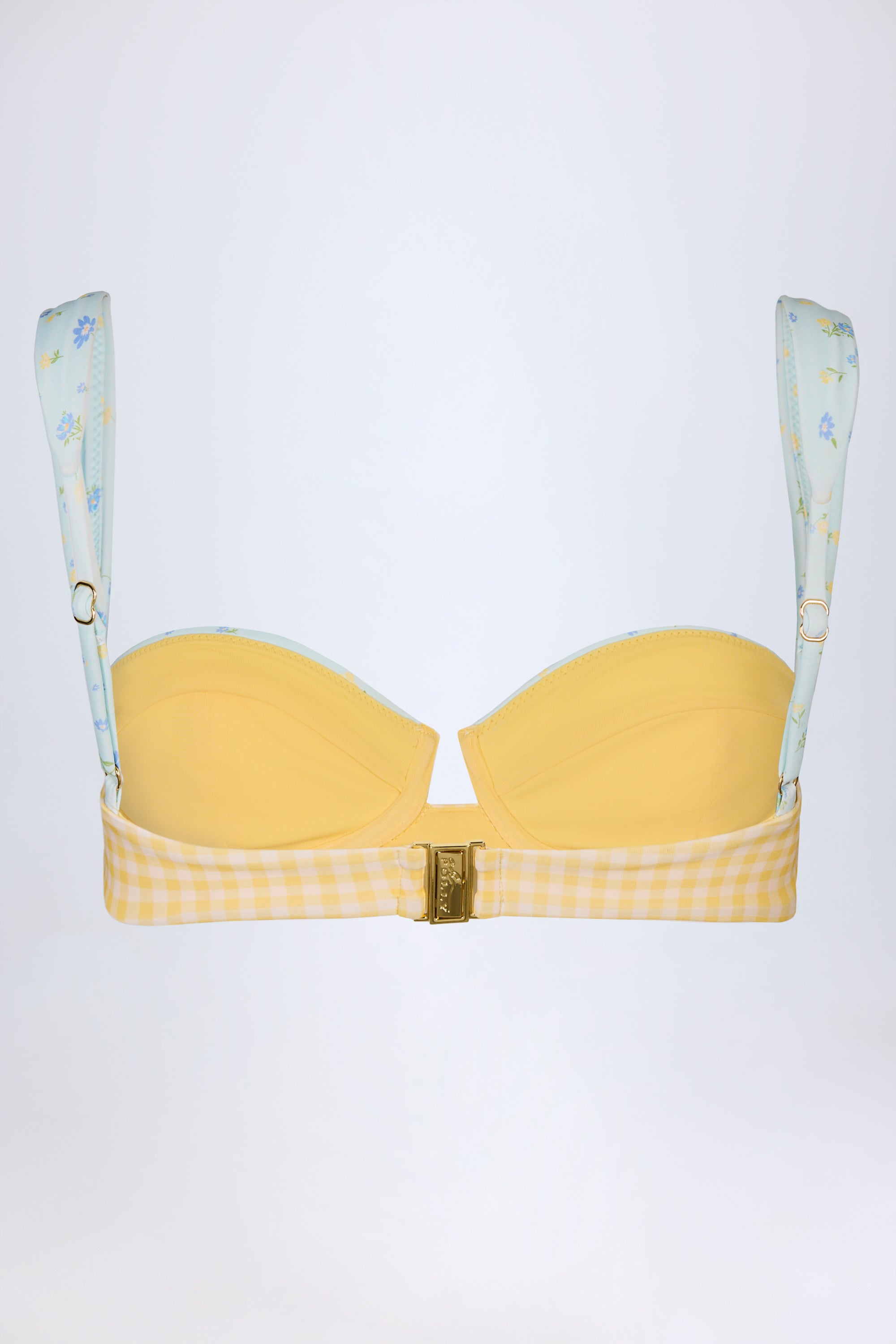 Underwired Balconette Bikini Top in Yellow Gingham