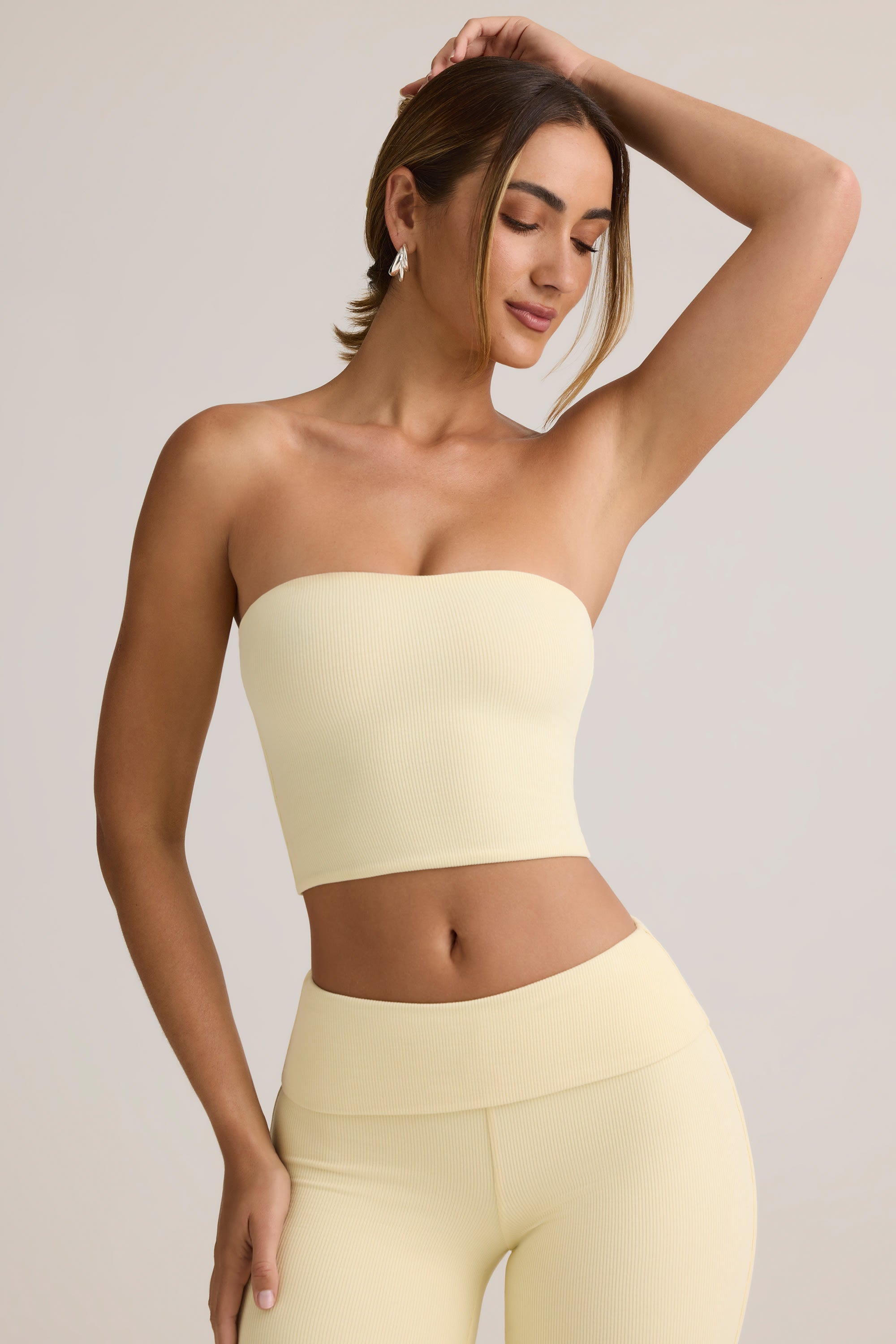 Modal Strapless Crop Top in ButterCream Yellow
