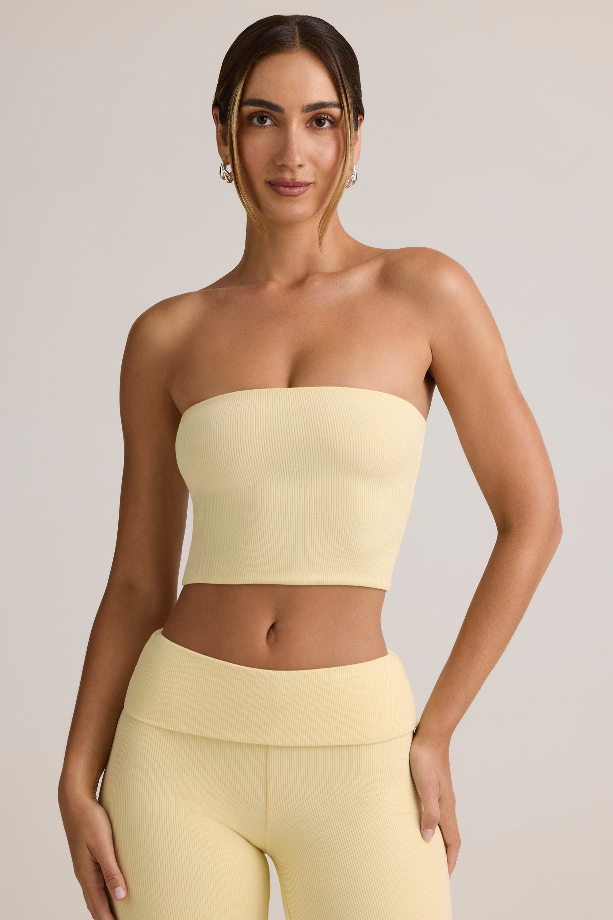 Modal Strapless Crop Top in ButterCream Yellow