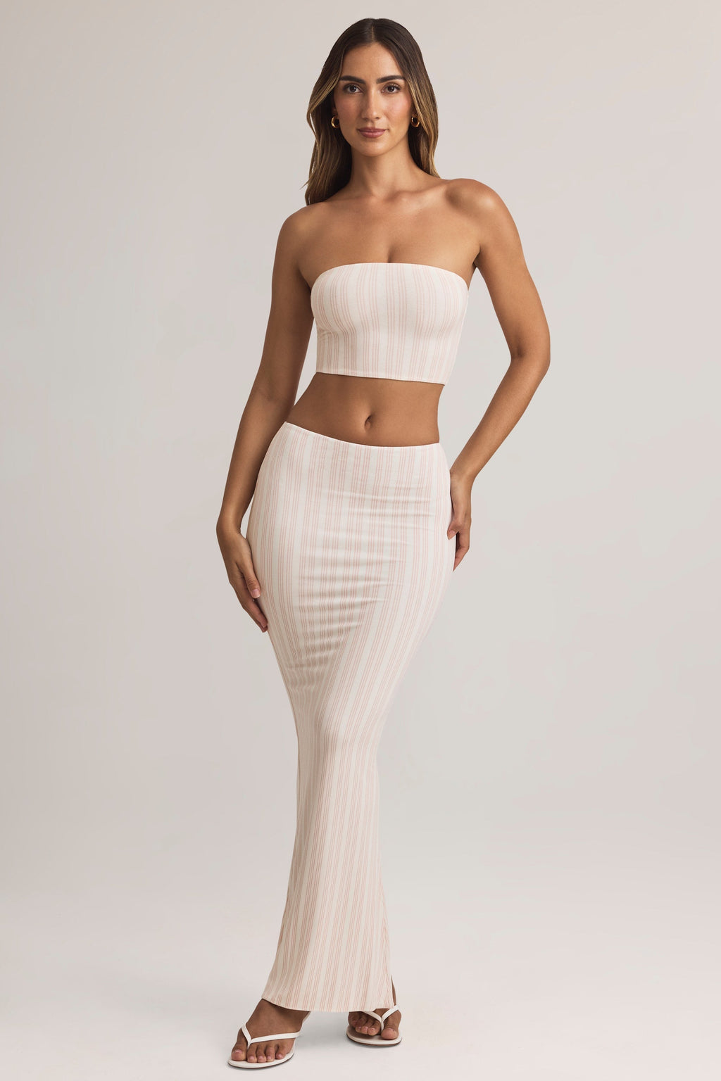 Modal Strapless Crop Top in Stripe Print