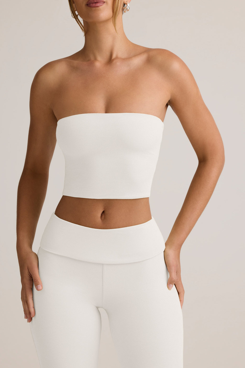 Modal Strapless Crop Top in White
