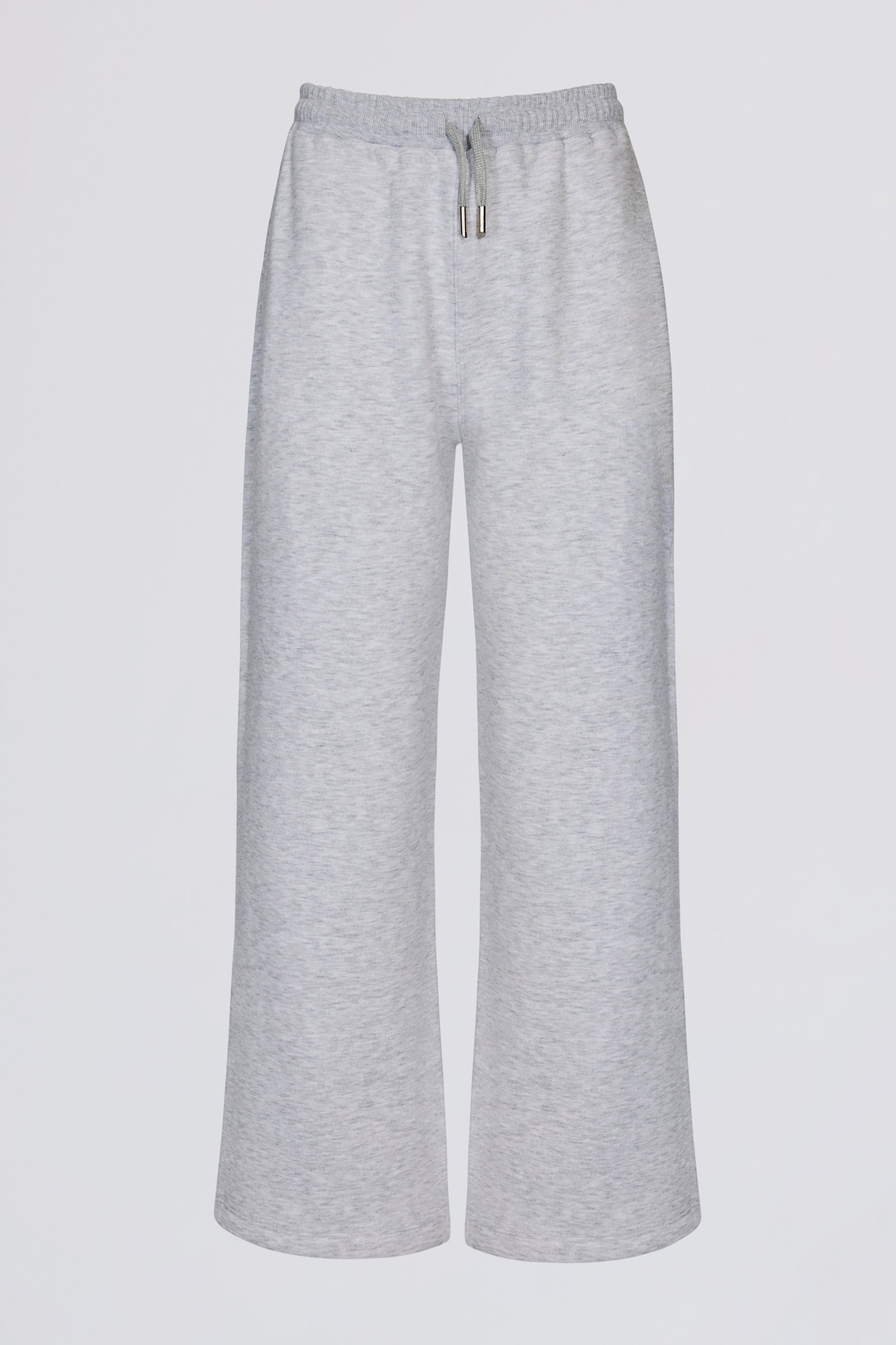 Premium Brushed Jersey Wide-Leg Joggers in Grey Marl