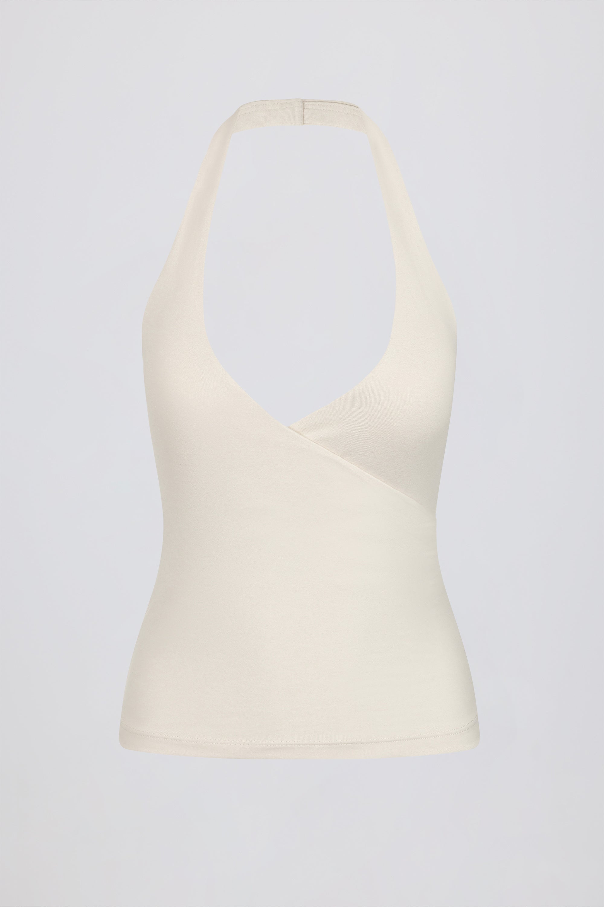 Wrap Halterneck Tank Top in Ivory Marl