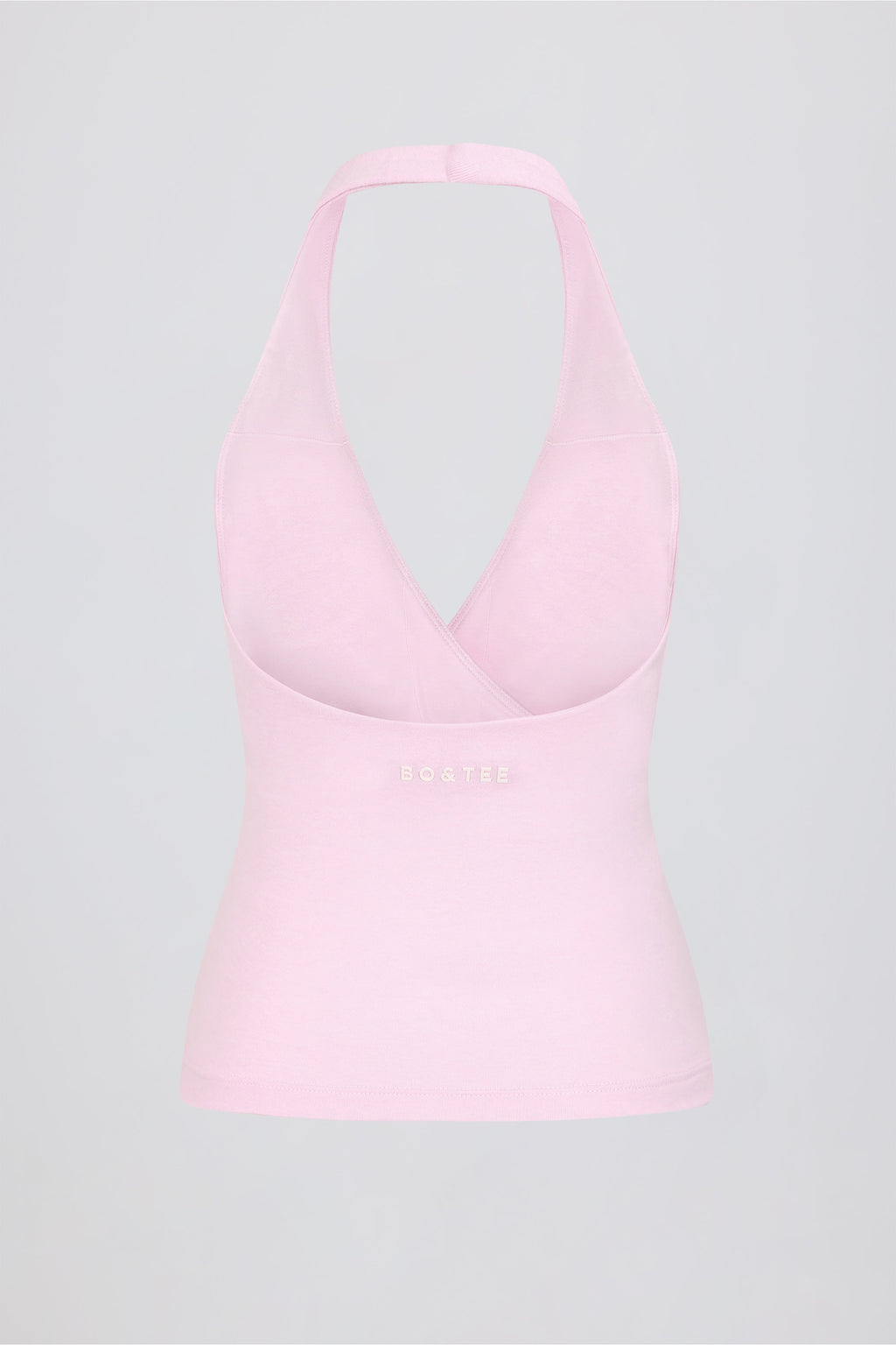 Wrap Halterneck Tank Top in Pale Pink Marl