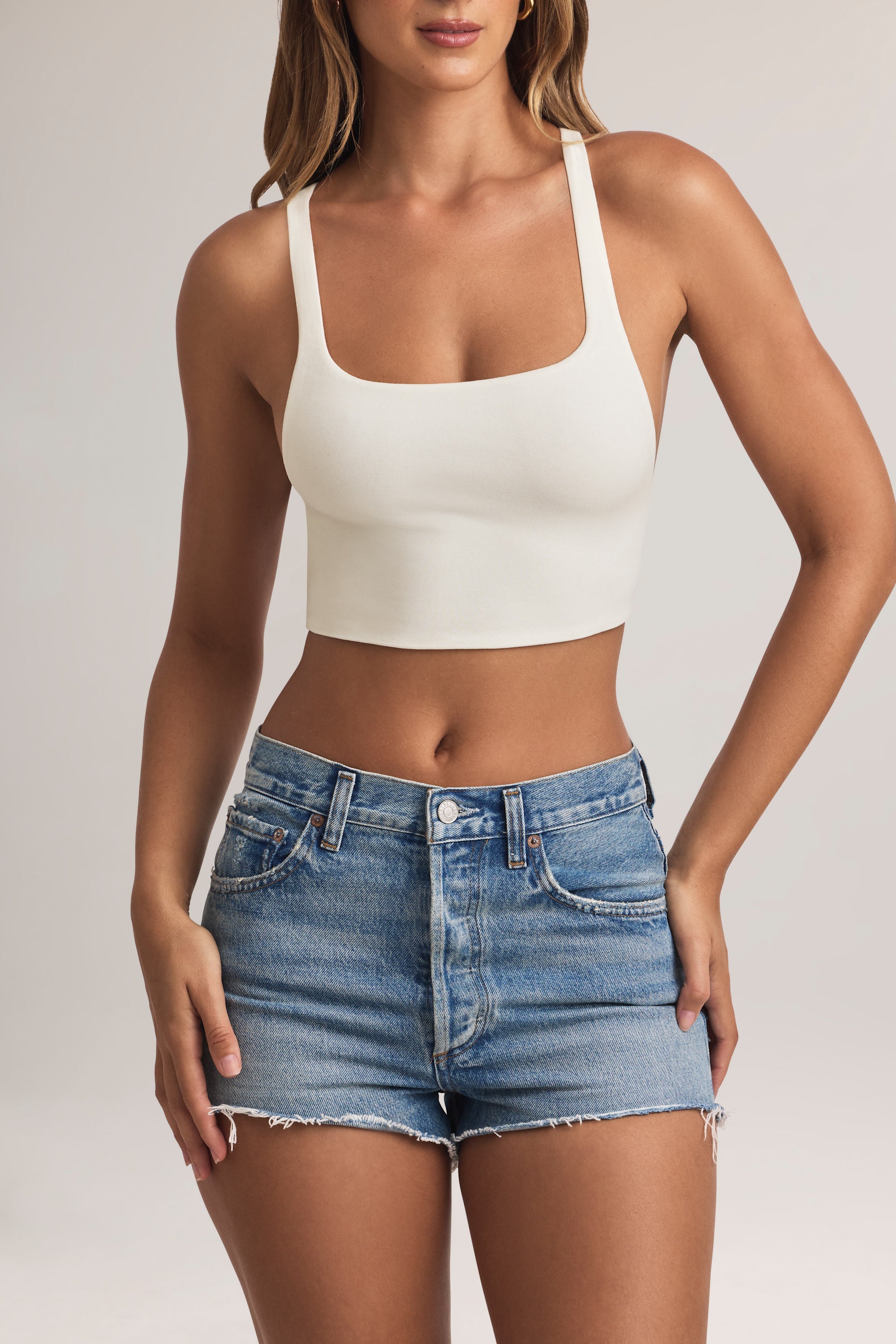 Modal Cross-Back Tank Top in White