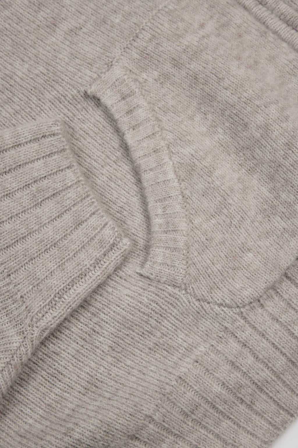 Soft Knit Zip-Up Cropped Hoodie in Beige