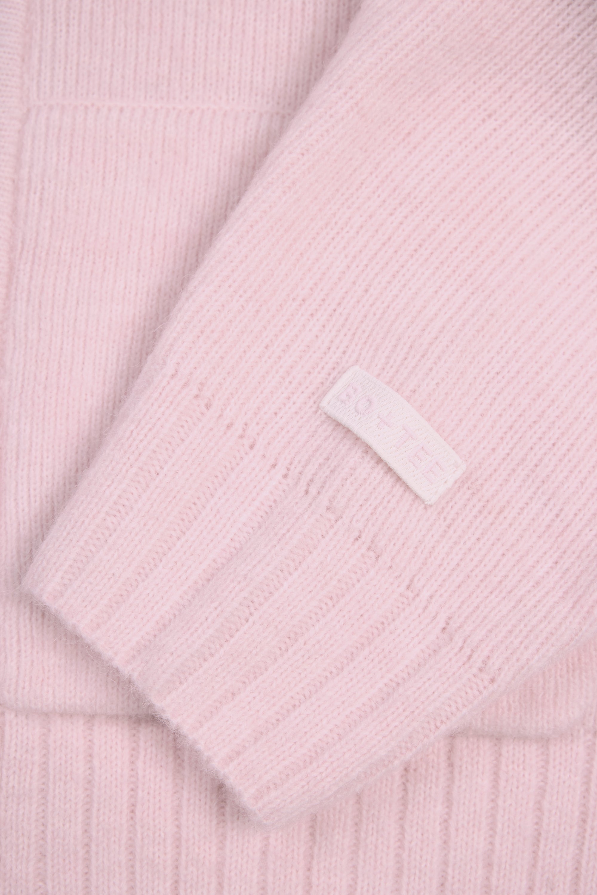 Soft Knit Zip-Up Cropped Hoodie in Soft Pink