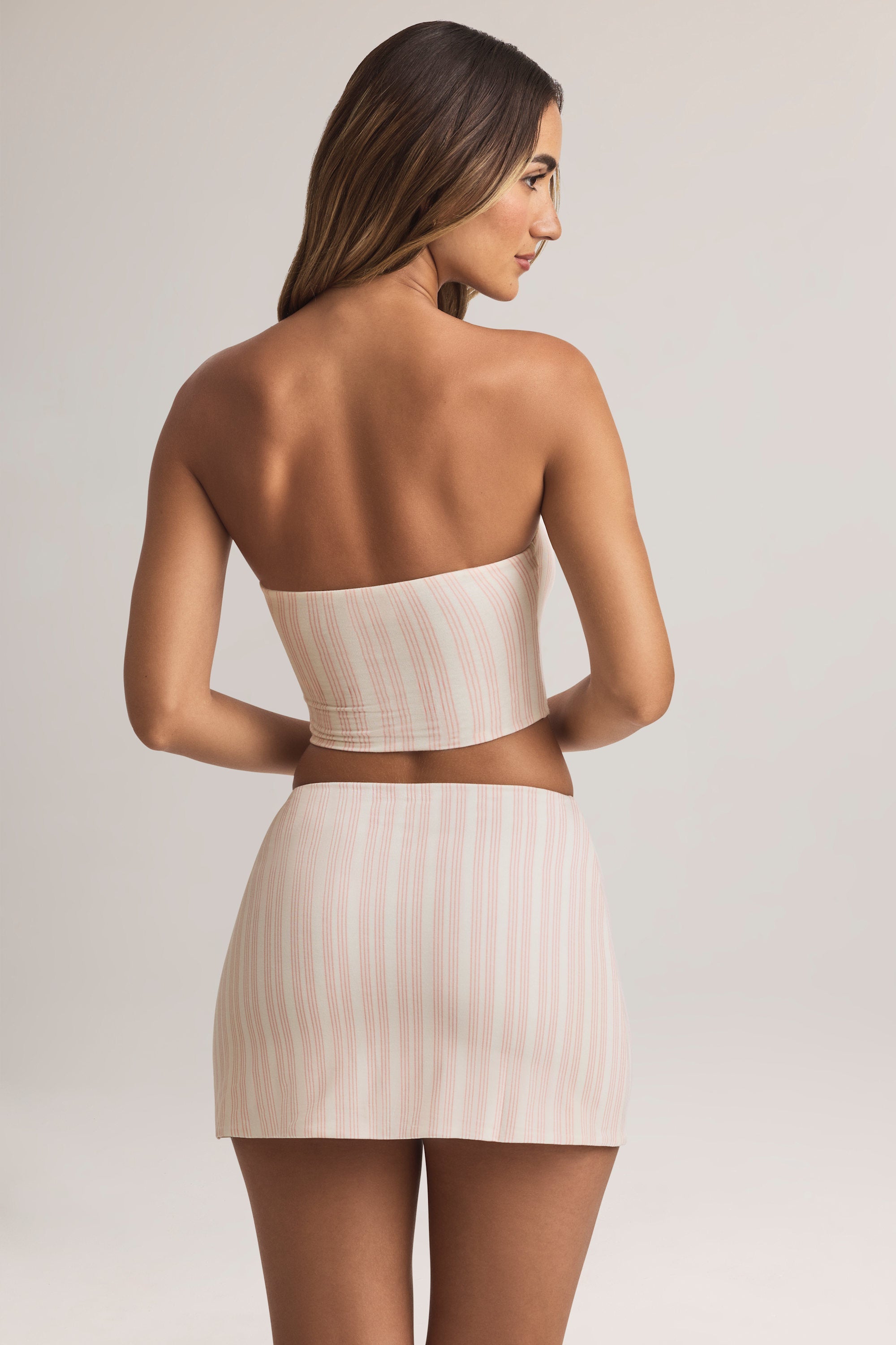 Modal Mid-Rise A-Line Mini Skirt in Stripe Print